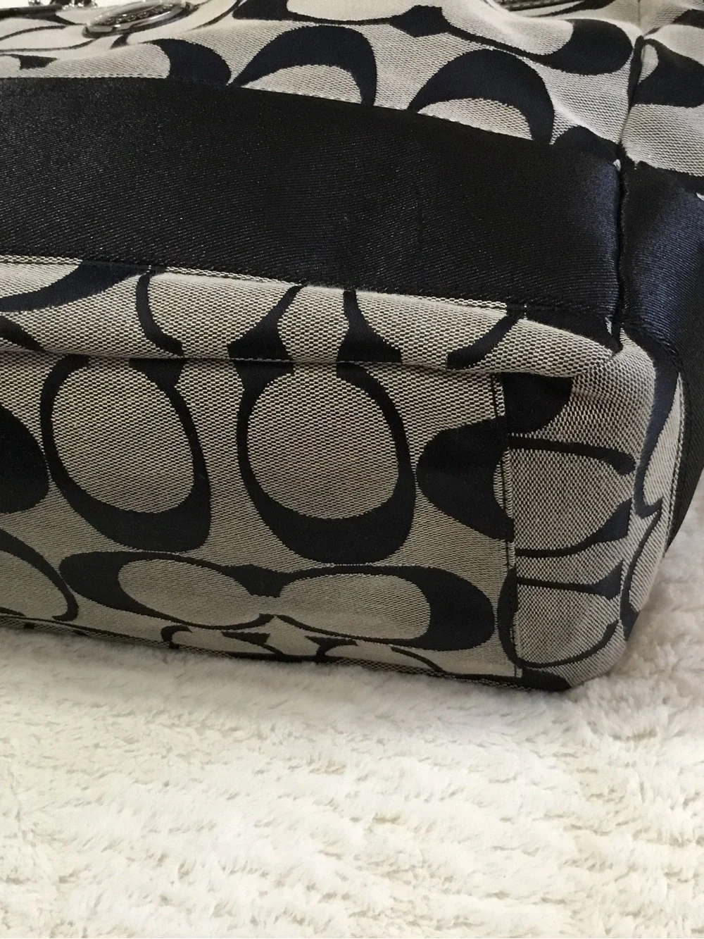 Coach COACH Signature Stripe Jacquard Diaper Baby Bag Tote Purse F19202